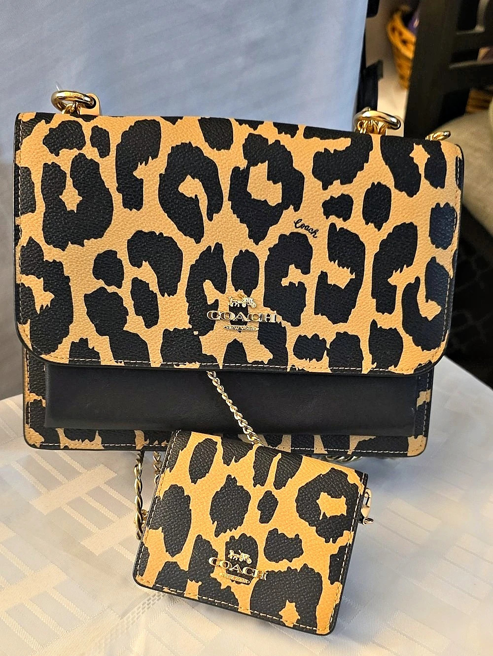 Coach Leopard Print Shoulder Bag in Brown & Black